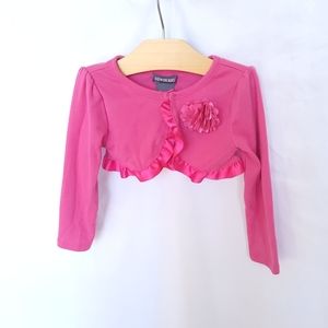 NEWBERRY Longsleeve Crop Cardigan  with Flower Detail Pink